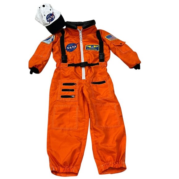 Kids NASA Astronaut Costume & Hat Set 4-6 Get Real Gear Dress Up - Picture 1 of 6
